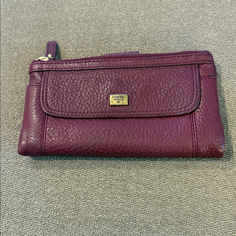 FOSSIL Burgundy Leather Women's Wallet Clutch Snap (TD)